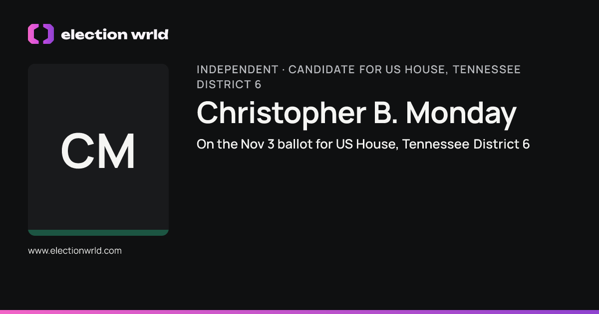 Profile card for Christopher B. Monday